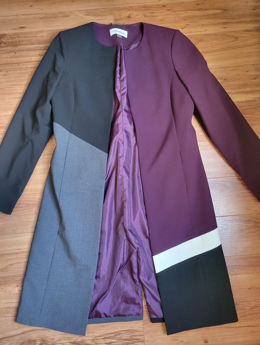 Calvin Klein Women's Colorblock Blazer - Black, Purple, Gray